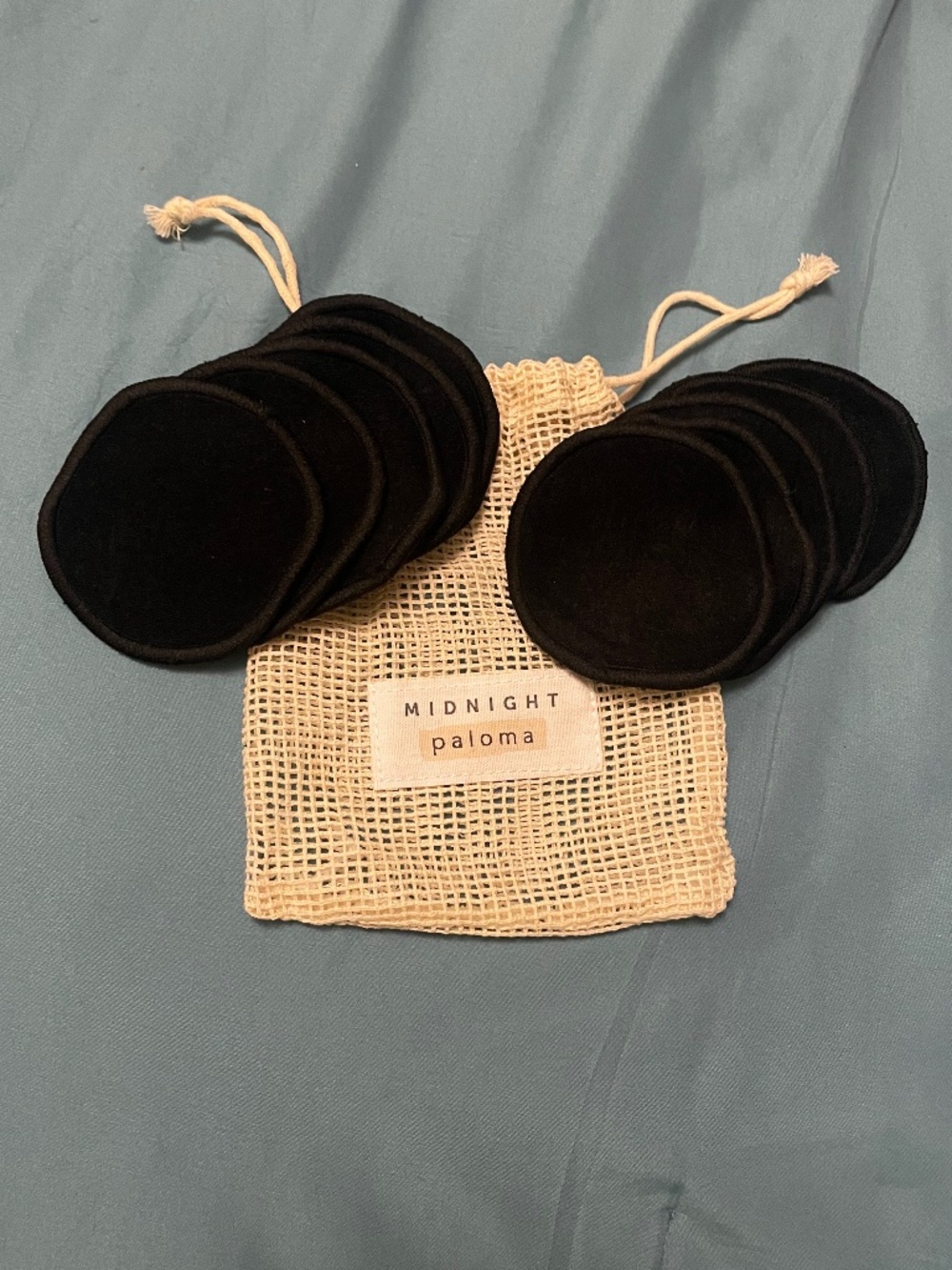 Midnight Paloma (10) Reusable Bamboo-Cotton Facial Rounds w/Washable Laundry Bag